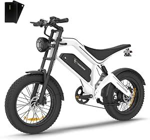 🚲 Bicicleta Eléctrica de Montaña 20" Llantas Gruesas Fat Tire, Motor 1500W Velocidad Máxima 48 km/h, Batería 48V 23Ah Larga Duración, Bici Todo Terreno para Adultos