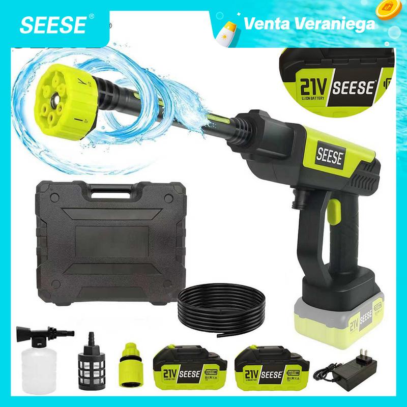 SEESE Hidrolavadora Inalámbrica 21V Portátil De Alta Presión Con Batería Recargable Para Lavar Autos Jardín Hogar, ideal como regalo festivo.