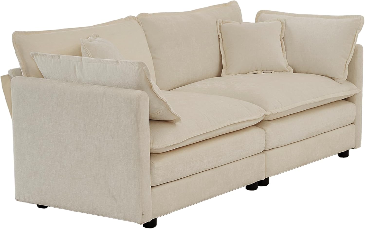 Neylory - Sofá de dos plazas con 2 almohadas para sala de estar, recámara, departamento, 2 plazas de felpilla para asiento profundo