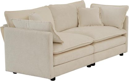 Neylory - Sofá de dos plazas con 2 almohadas para sala de estar, recámara, departamento, 2 plazas de felpilla para asiento profundo