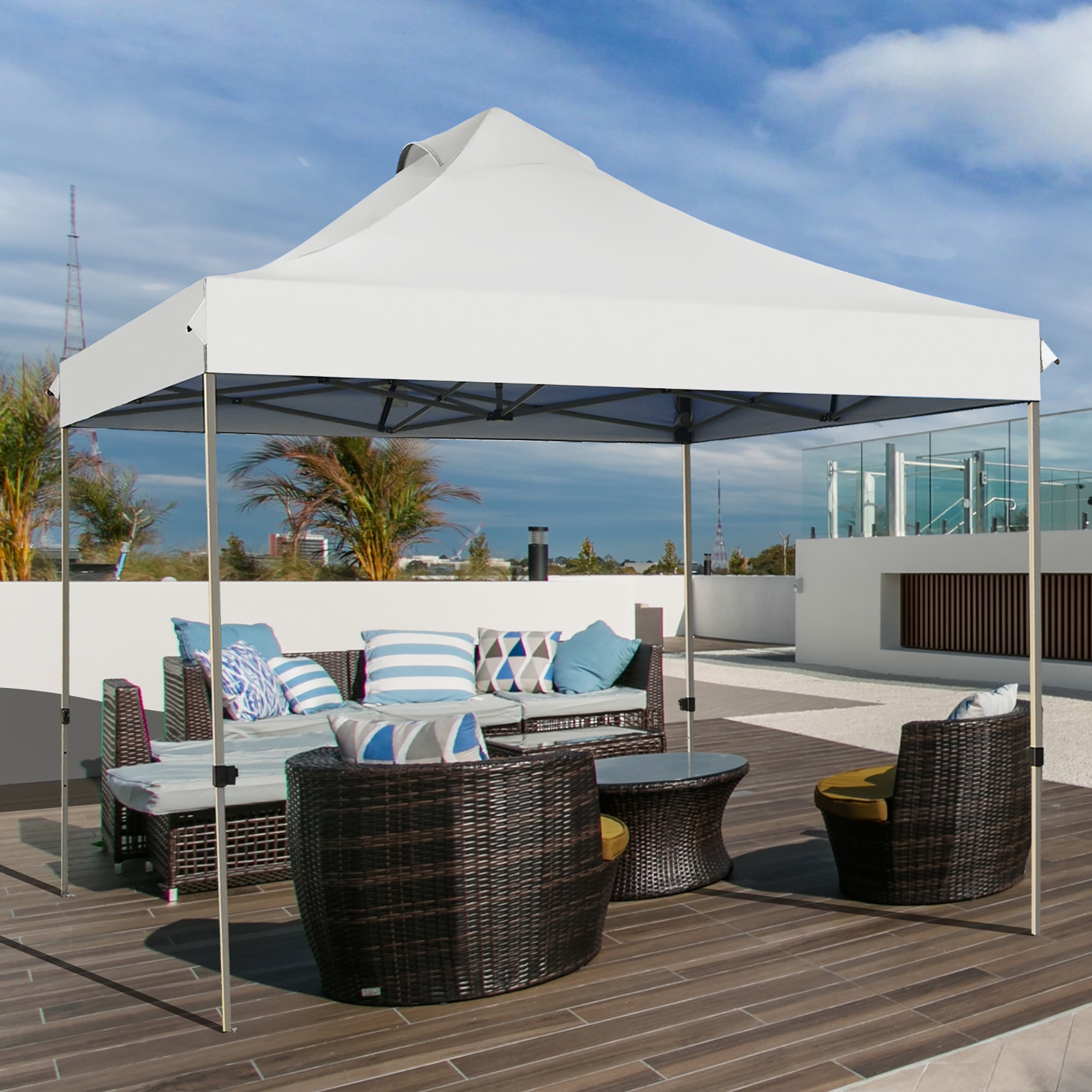 Costway Toldo de 3 mx 3 m, toldo emergente,  toldo con bolso con ruedas, toldo plegable portátil, tienda de campaña con dosel impermeable 3 mx 3 m, gazebo para exteriores, toldo con ajustable altura