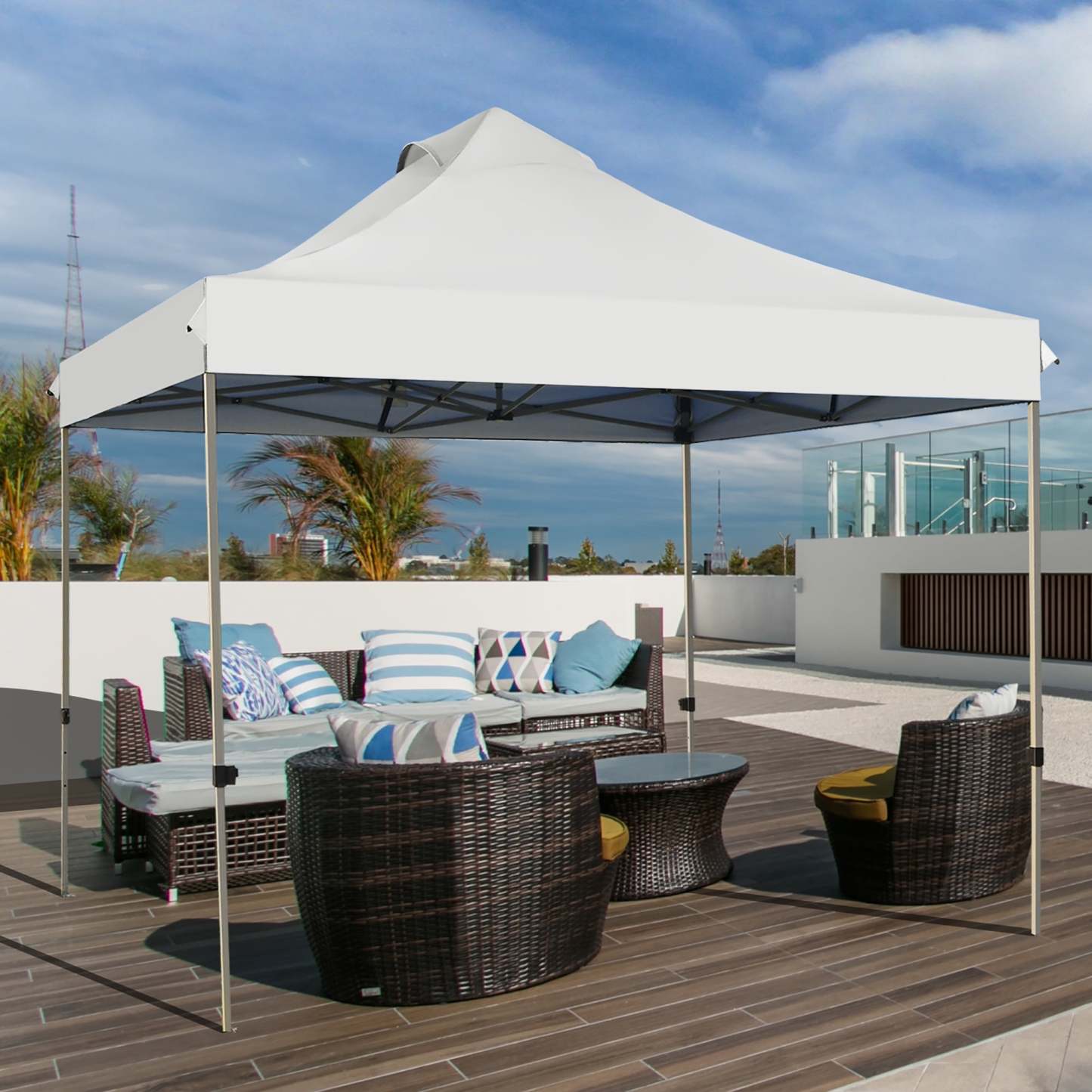 Costway Toldo de 3 mx 3 m, toldo emergente,  toldo con bolso con ruedas, toldo plegable portátil, tienda de campaña con dosel impermeable 3 mx 3 m, gazebo para exteriores, toldo con ajustable altura