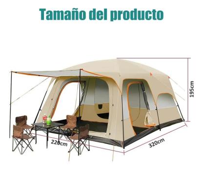 Carpa Puegarou 4-6 Personas Verde Oscuro con Protección de Lluvia y Mosquiteras