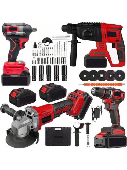 Herramientas eléctricas Martillo eléctrico Amoladora angular Llave eléctrica Juego combinado de cuatro piezas Destornillador de litio