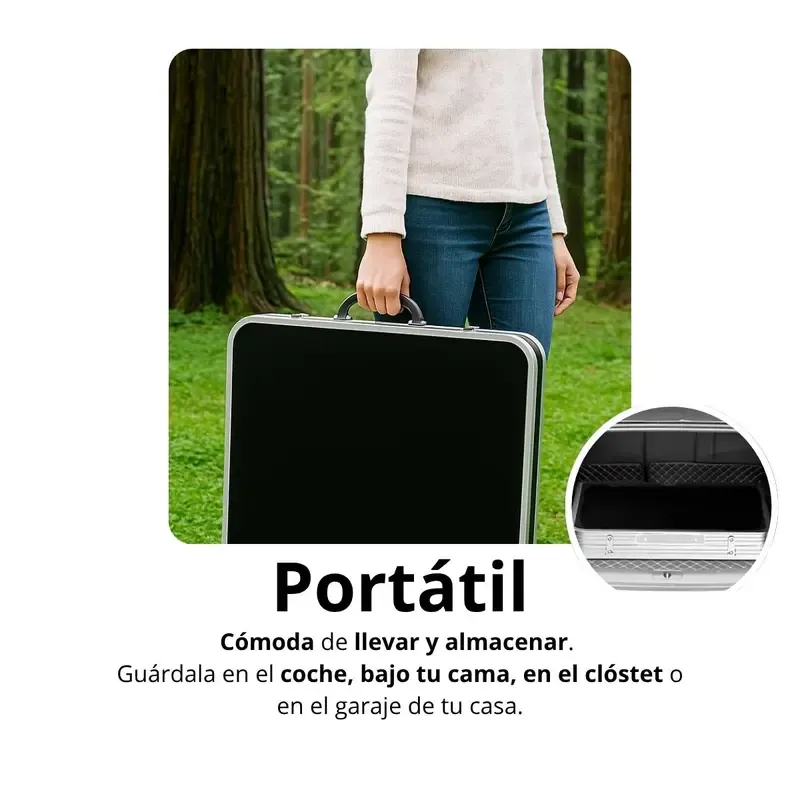 Set de Comedor Plegable 10 Piezas: 2 Mesas y 8 Sillas Tipo Maletín Fácil de Transportar