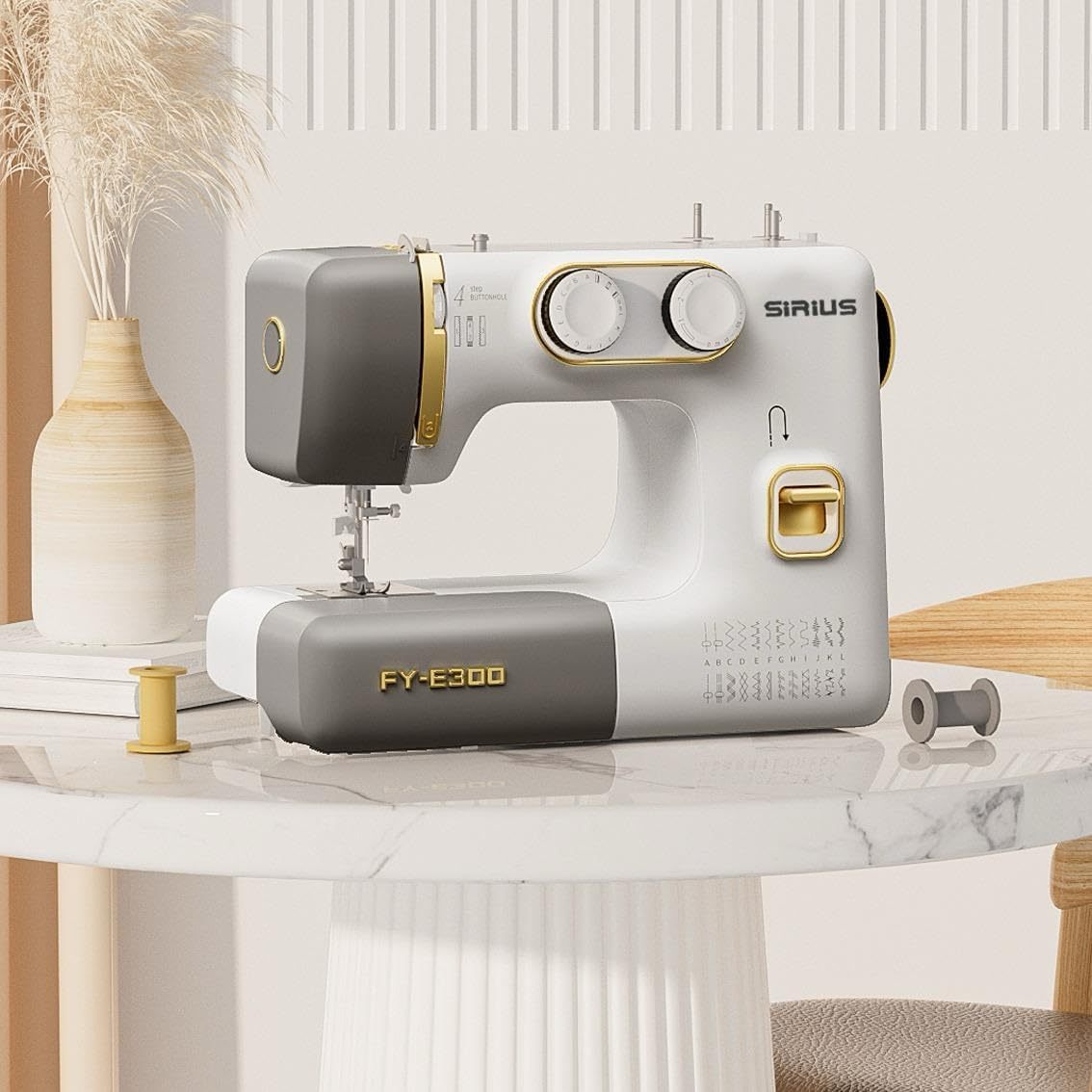 maquina de coser casera portatil hasta 24 puntadas (GREY GOLDEN)