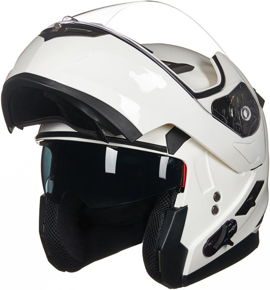 ILM - Casco de Motocicleta Modular Integrado con Bluetooth, con protección Solar para Mp3, Modelo 953/953 Pro