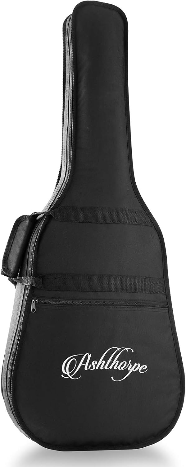 Ashthorpe - Paquete de guitarra acústica-eléctrica de tamaño completo, Negro