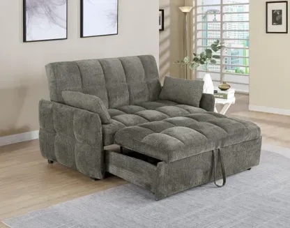 FrostGlen Tufted Cushion Sleeper Sofa Bed Dark Grey