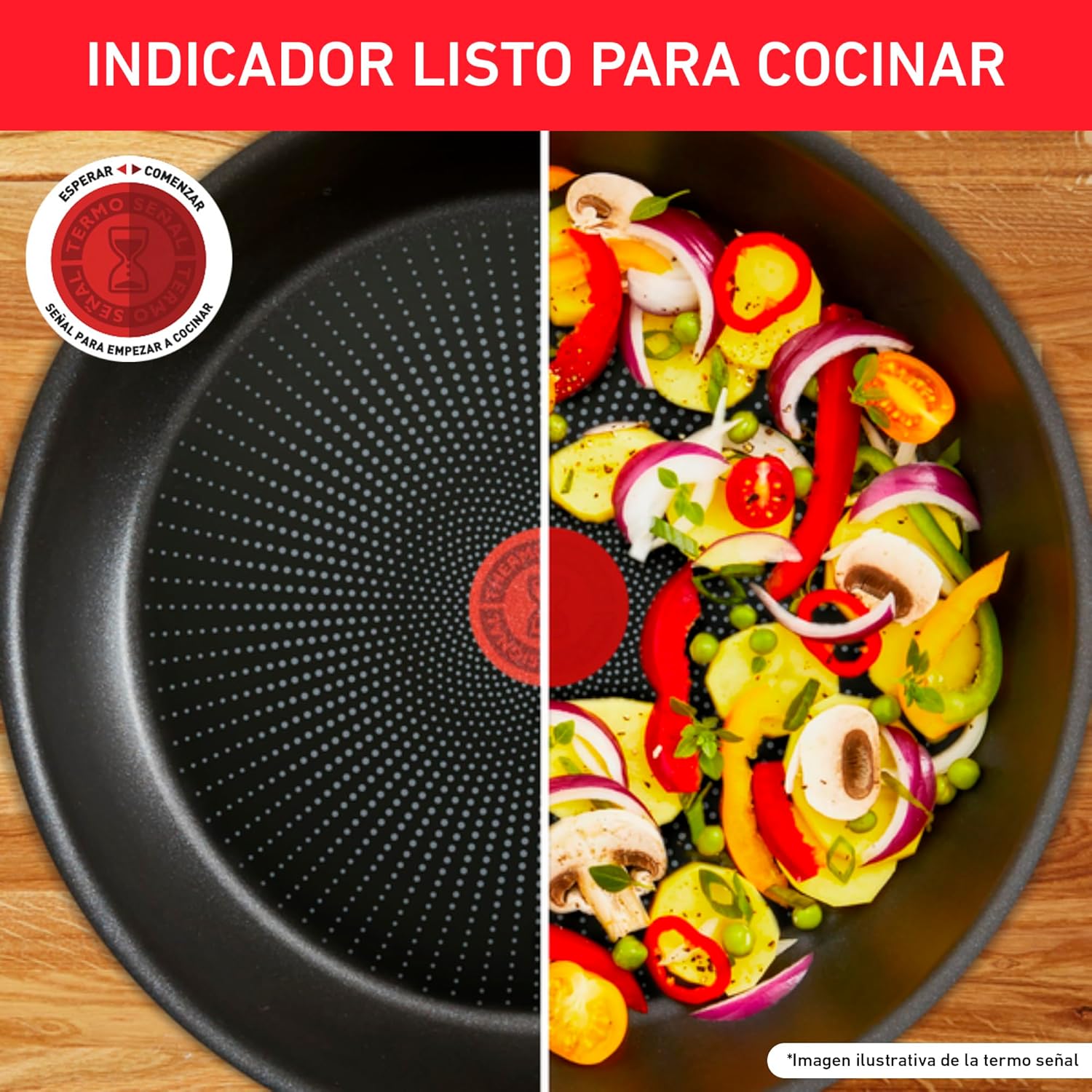 T-fal Batería de Cocina Supercook de 26 piezas Color Rojo con Antiadherente Titanium, tecnología Thermo Señal, de fácil limpieza y base difusora para crear deliciosas recetas, B929SZ84