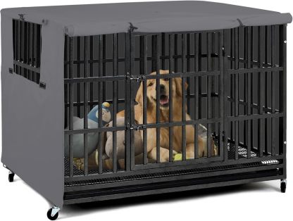 Explore Land Funda para jaula de perro de 42 pulgadas, funda de poliéster duradera para perrera de mascotas, ajuste universal para jaula de perro de alambre 1 (negro)