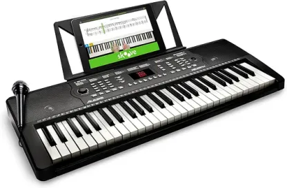 Alesis Melody 61 - Piano eléctrico con 61 teclas, Teclado Musical con altavoces, audífonos, micrófono, soporte para piano, atril y taburete