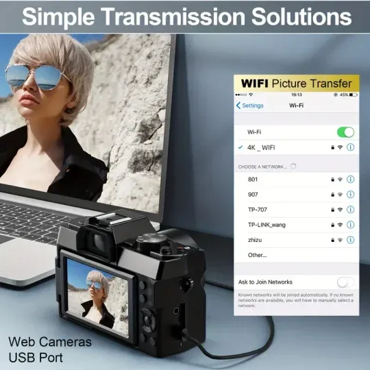 Cámaras digitales NBD S100 Pro para fotografía y vídeo 4K, cámara Vlogging de 48 MP con pantalla abatible de 180°, zoom digital 16X, flash y enfoque automático, lente macro y gran angular de 52 mm, 2 baterías, tarjeta SD de 32 GB