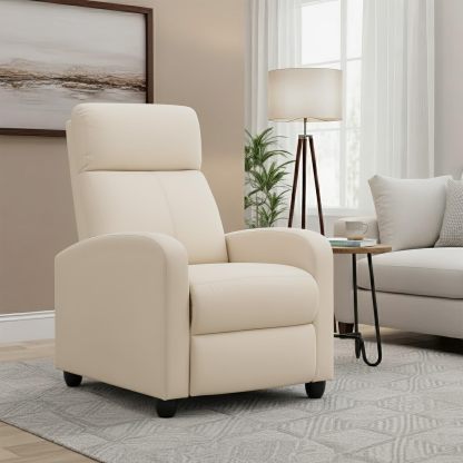 Silla reclinable para sala de estar, sala de cine en casa, sofá individual Winback, sillón reclinable de masaje, silla de lectura, silla reclinable moderna, fácil descanso con respaldo acolchado de tela (tela beige)