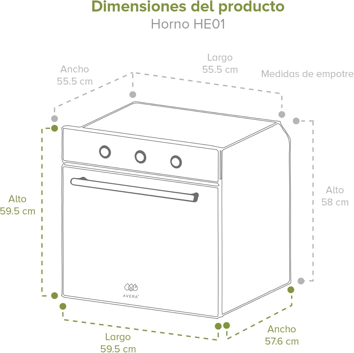 Combo Parrilla de Gas 5 Quemadores VT5, Campana Cocina para Isla 76 cm CEN76C, Horno de GAS NATURAL Empotrable HE01NAT AVERA