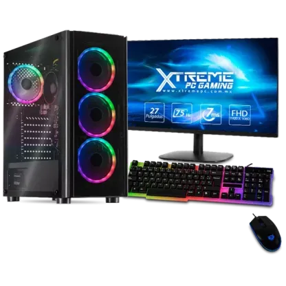 Xtreme PC Gamer con AMD Radeon Renoir Ryzen 5 5600G, 16GB, SSD de 240GB, disco duro de 3TB, monitor de 27 pulgadas con WIFI XTXZR516GBRENOIR