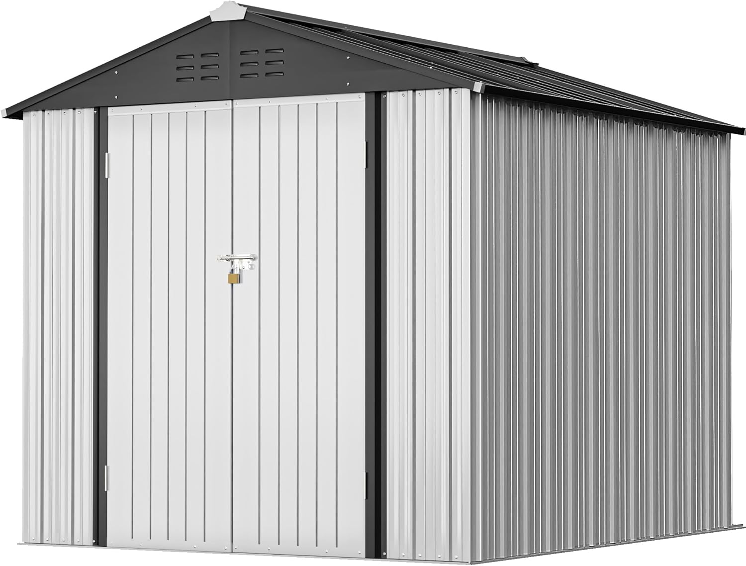 Greesum - Cobertizo de almacenamiento de metal para exteriores, 5 pies x 3 pies, herramienta de acero para cobertizo de almacenamiento con puerta y cerradura, para patio trasero, jardín, patio, césped (5 x 3 pulgadas), color café