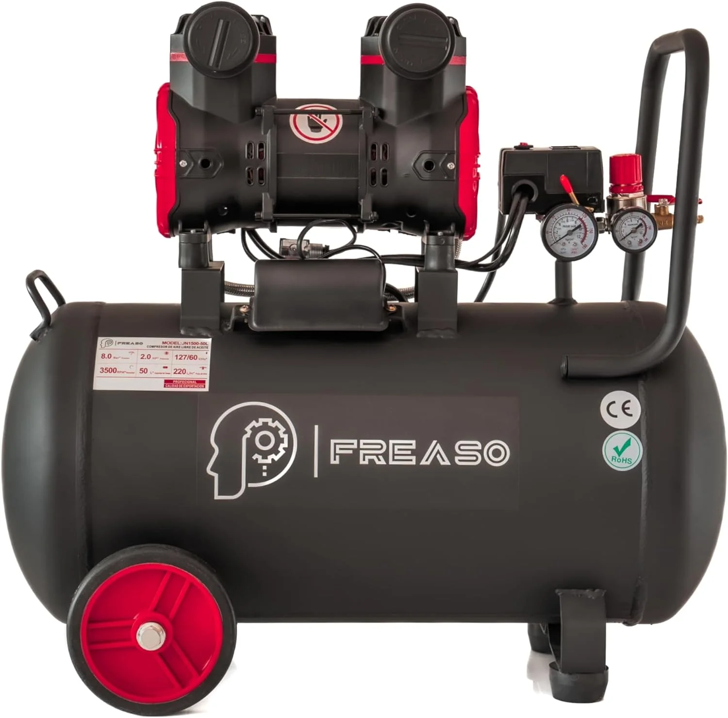 Compresor de Aire Silencioso Libre de Aceie 2HP 50L 110V FREASO
