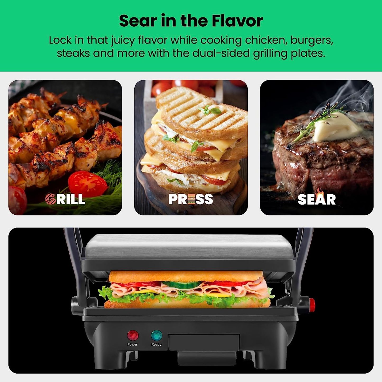 Chefman Parrilla Panini Prensa y Gourmet Sándwich de Hacer, 4 Rebanadas