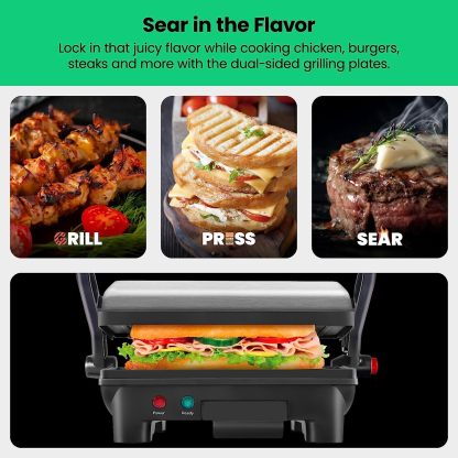 Chefman Parrilla Panini Prensa y Gourmet Sándwich de Hacer, 4 Rebanadas