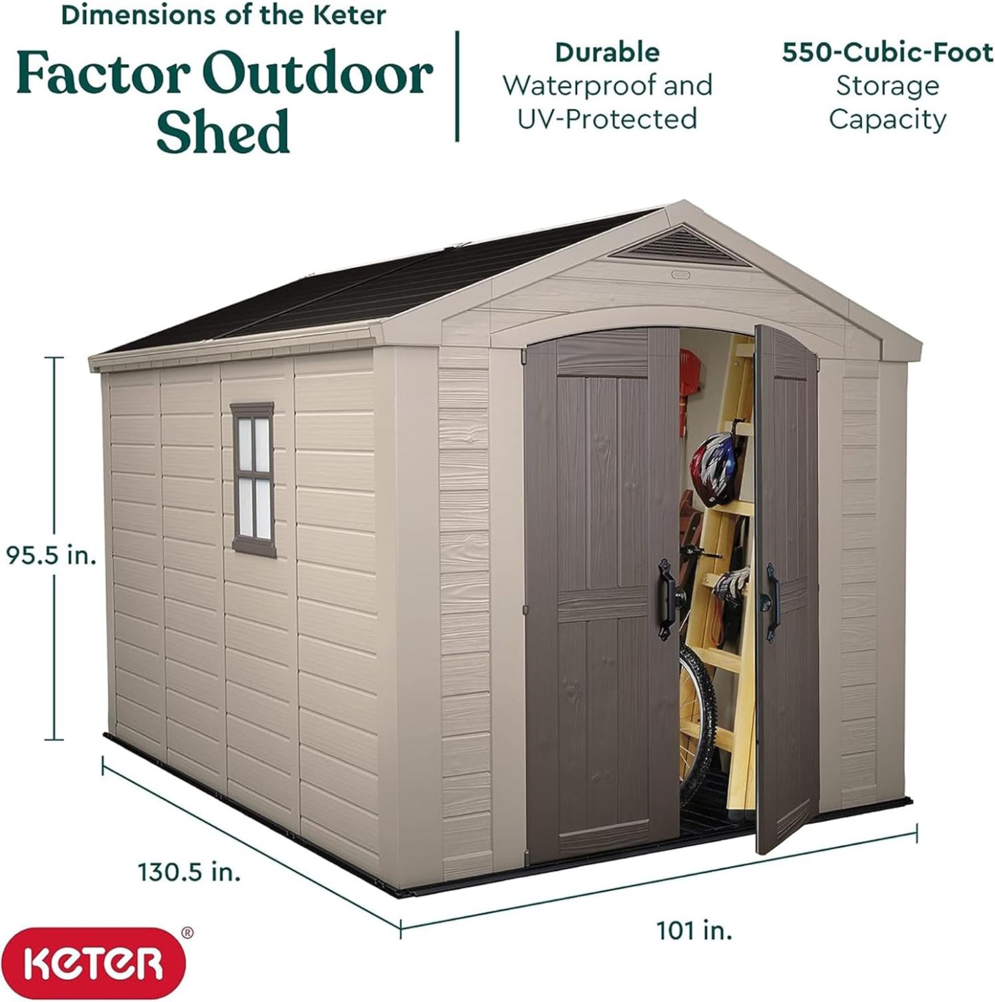Keter Cobertizo de Almacenamiento para Jardin y Exteriores, Beige, Factor 8x11