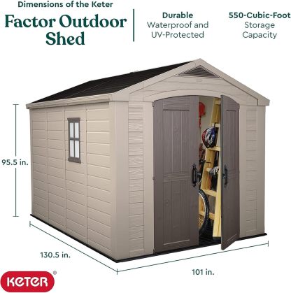 Keter Cobertizo de Almacenamiento para Jardin y Exteriores, Beige, Factor 8x11