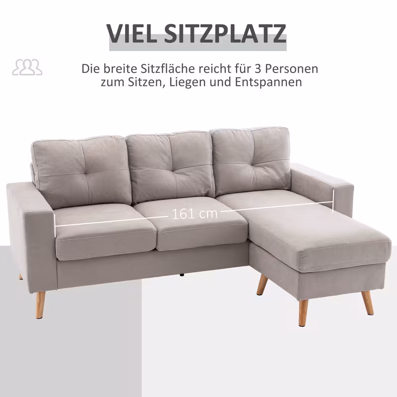 sofá de   de 3 plazas,   lino, chaise lounge reversible, 193x136x85 cm,     Detalles del producto 4