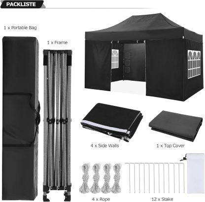 COBIZI - Toldo desplegable de 10 x 20 Pulgadas con 6 Paredes Laterales, toldo Impermeable para Eventos al Aire última intervensión, UPF 50+ cenador portátil para Fiestas, Playa, Camping, Boda,