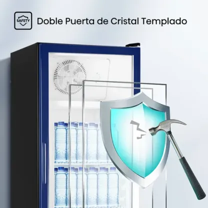 Hisense CVC494N3AWX Congelador vertical con puerta de cristal,13 pies cúbicos,Refrigerante Eco-friendly,Sistema de Ventilación Anticondensación,60x65x185cm(AnchoxLargoxAlto)