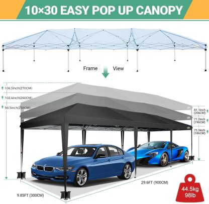 COBIZI - Toldo desplegable de 10 x 20 Pulgadas con 6 Paredes Laterales, toldo Impermeable para Eventos al Aire última intervensión, UPF 50+ cenador portátil para Fiestas, Playa, Camping, Boda,
