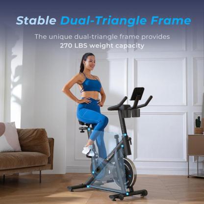 🚴Bicicleta estática Merach con modo de juego RPM y transmisión por correa silenciosa, capacidad de 136 kg (300 lb), 💪monitor LED y soporte para tablet, asiento acolchado cómodo, cardio compacto para gimnasio en casa Summervibes