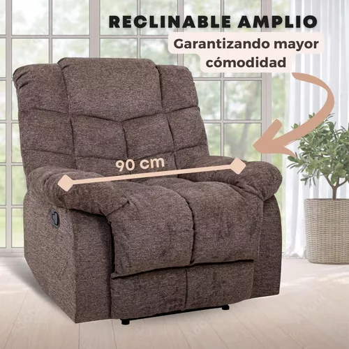 Sillón Reposet Reclinable De Tela Manual Moderno Ethan