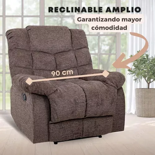 Sillón Reposet Reclinable De Tela Manual Moderno Ethan