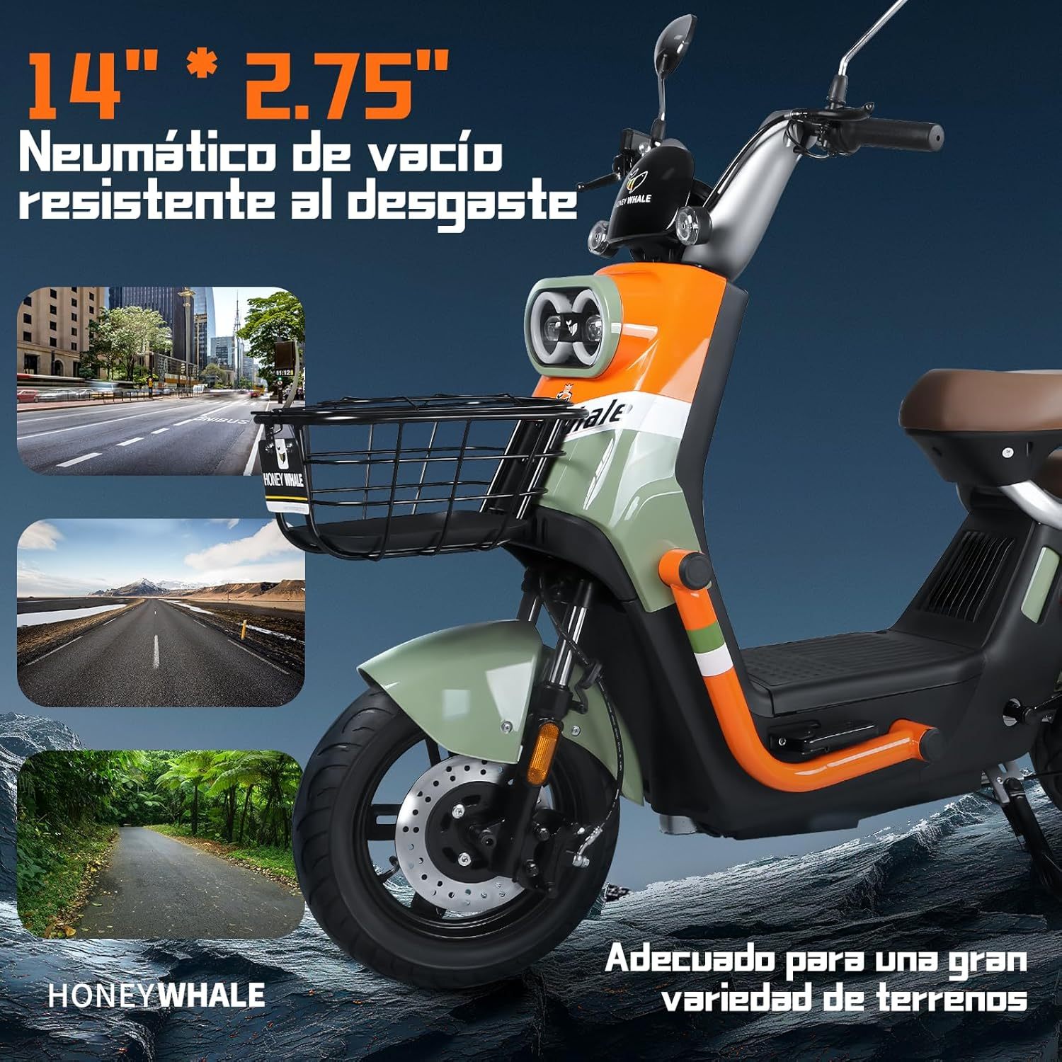 HONEYWHALE KC PRO Bicicleta Electrica para Adultos, Moto Electrica con Alarma, Potencia Motor Hasta 800W, Velocidad Máxima 45KM/H, Autonomía 60KM, Compatible con Desbloqueo NFC