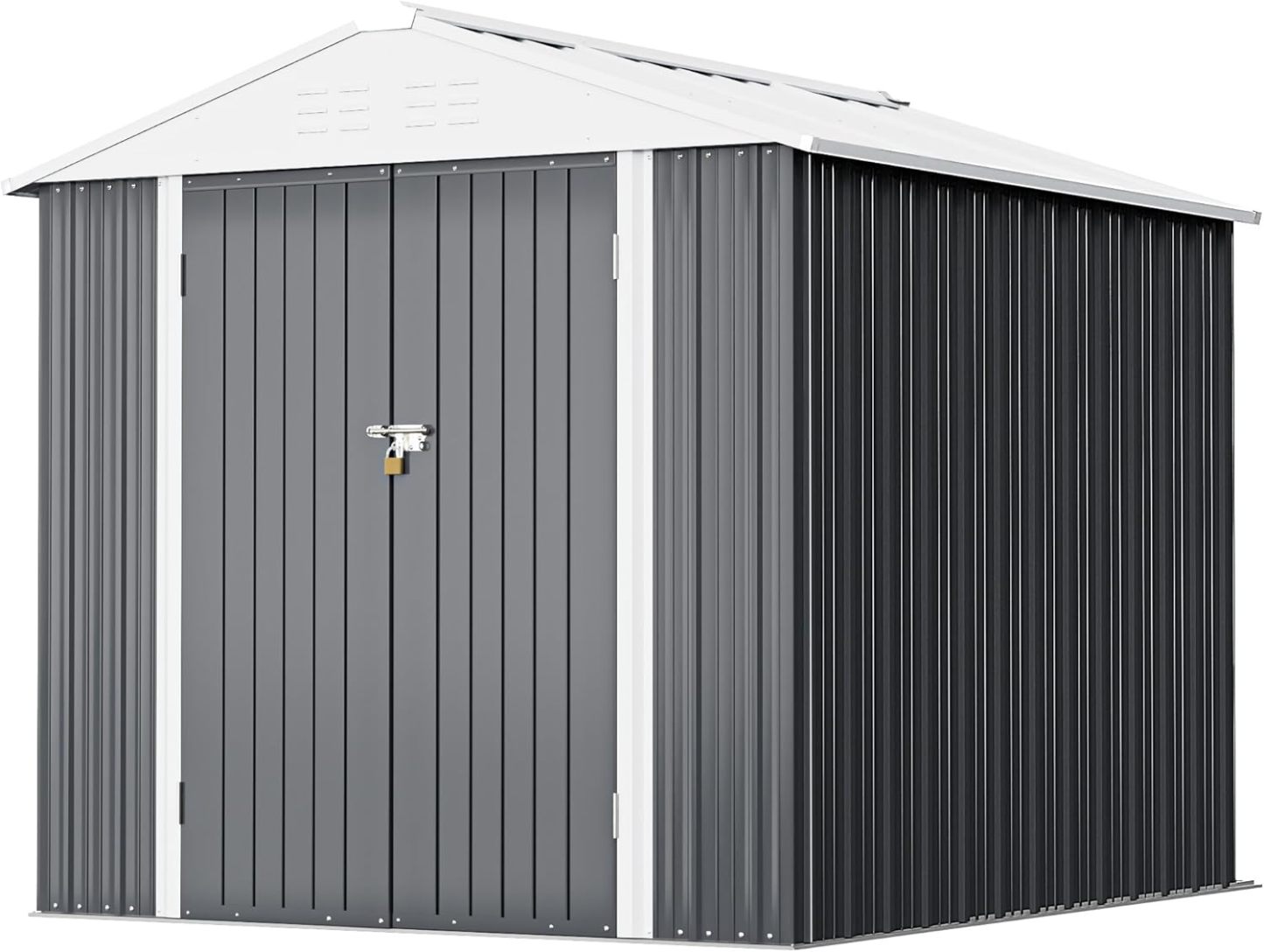 Greesum - Cobertizo de almacenamiento de metal para exteriores, 5 pies x 3 pies, herramienta de acero para cobertizo de almacenamiento con puerta y cerradura, para patio trasero, jardín, patio, césped (5 x 3 pulgadas), color café