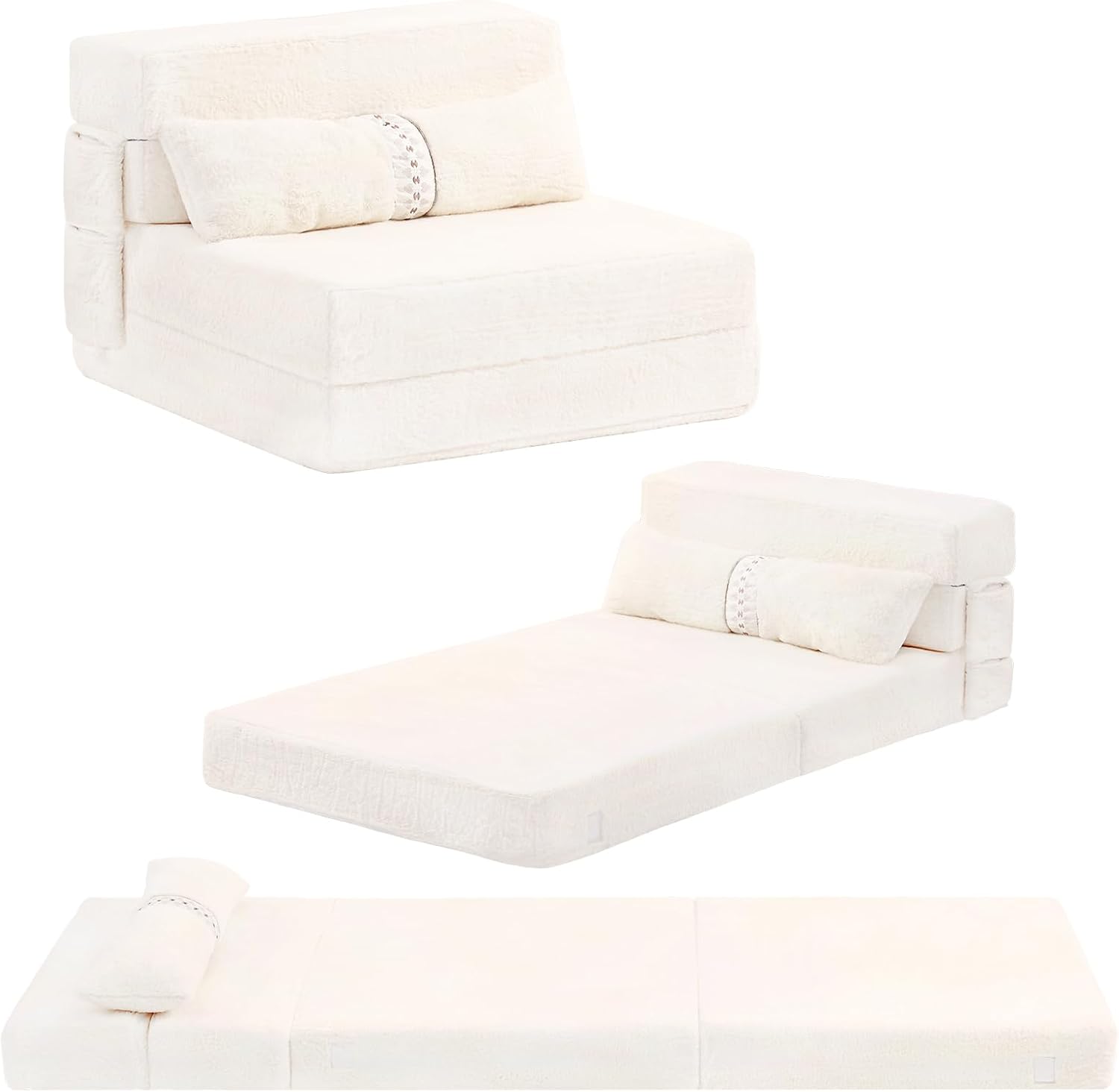 Tiita - Sillón de futón, tamaño individual, sofá cama plegable con almohada, colchón de piso y futón para sala de estar, recámara, uso de invitados, departamento