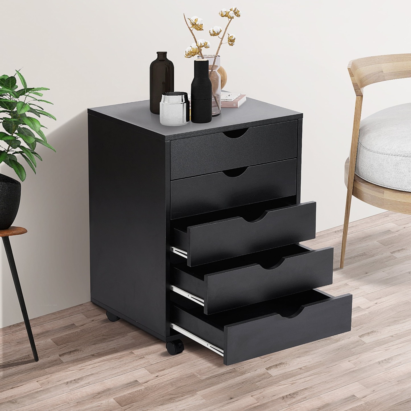 Cómoda EDX de 7 cajones: amplio armario de madera para organizar el dormitorio, el hogar y la oficina, color blanco