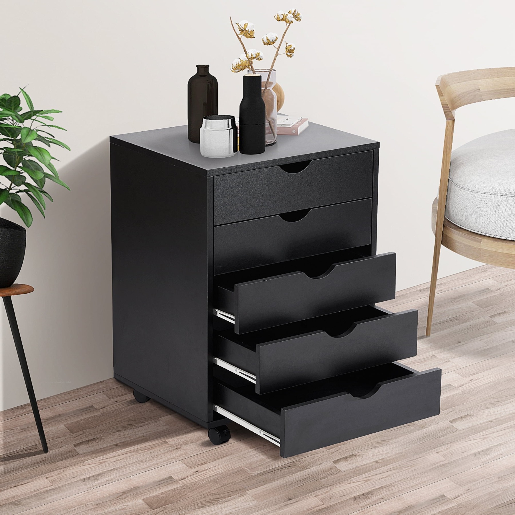 Cómoda EDX de 7 cajones: amplio armario de madera para organizar el dormitorio, el hogar y la oficina, color blanco