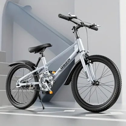 Youngsters' 24-Inch Mountain Bike - Durable Carbon Fiber & Iron, Perfect for Boys & Girls, Ideal for Outdoor Fun - White/Blue