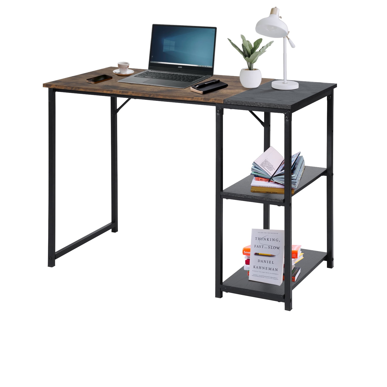 Escritorio Grande 140cm Color Madera con Negro,con Bolsa de Almacenamiento