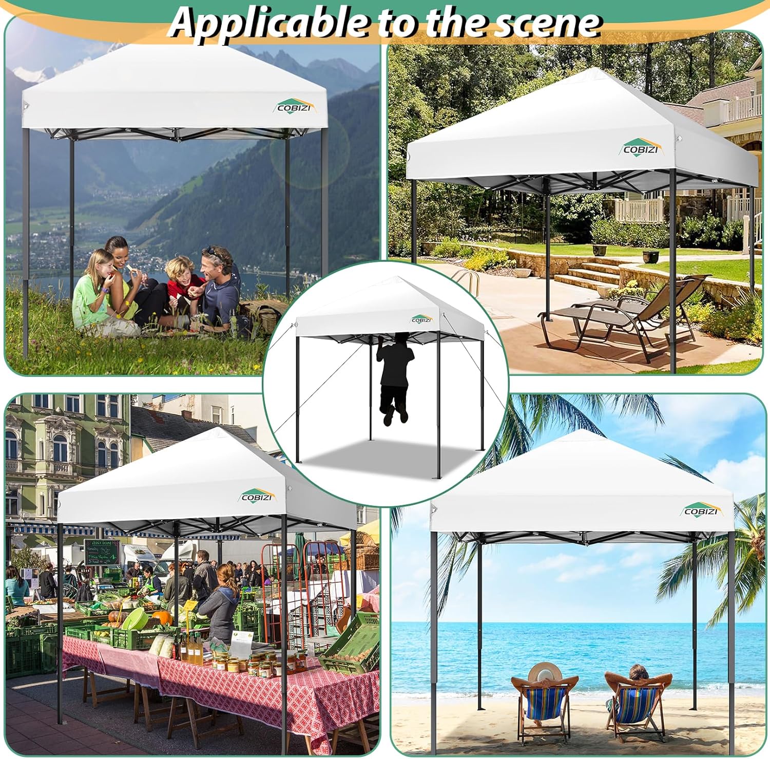 COBIZI - Toldo desplegable de 10 x 20 Pulgadas con 6 Paredes Laterales, toldo Impermeable para Eventos al Aire última intervensión, UPF 50+ cenador portátil para Fiestas, Playa, Camping, Boda,