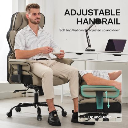 Gzagdecr - Silla de oficina grande y alta de 400 libras, silla de juego de piel sintético con respaldo alto, silla reclinable, silla de oficina ergonómica ejecutiva, soporte lumbar, silla de