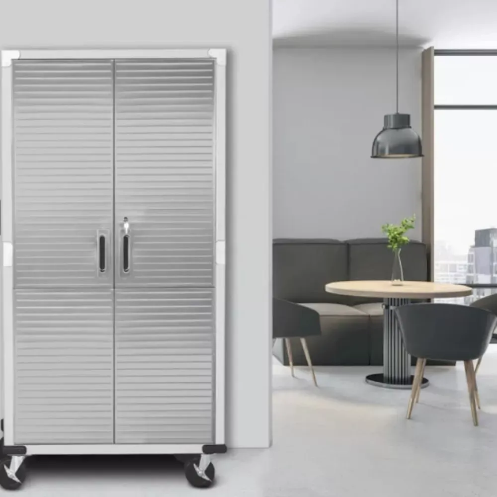Gabinete De Almacenaje Alto Con Ruedas Acero Inoxidable Msi