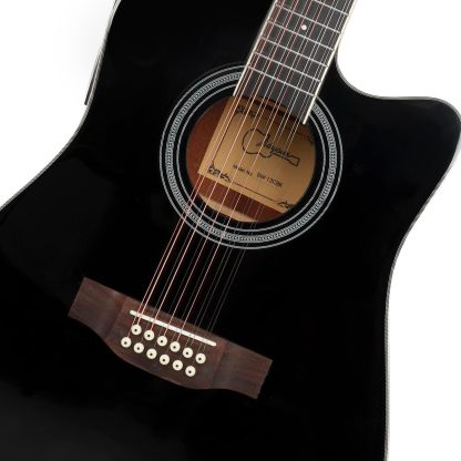 Jidyous-41 Inch,4/4,Guitarra Electroacústica 12 cuerdas,con Funda Acolchada, afinadores, Tirantes de guitarra,cuerdas, paletas, capó, adecuada para adultos jóvenes de nivel medio (Black)