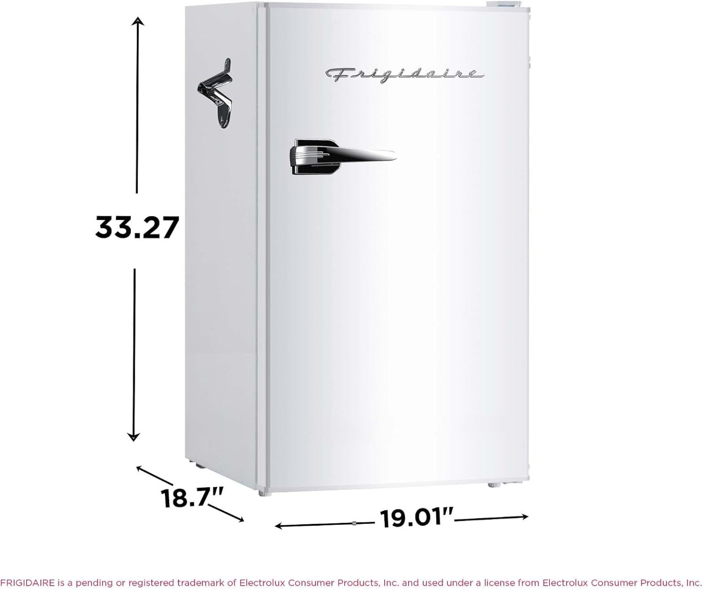 ❄️ Refrigerador compacto retro Frigidaire con enfriador, refrigerador de mostrador de 3.2 pies cúbicos con abridor de botellas incorporado, ideal para oficina, dormitorio, residencia estudiantil o cabaña