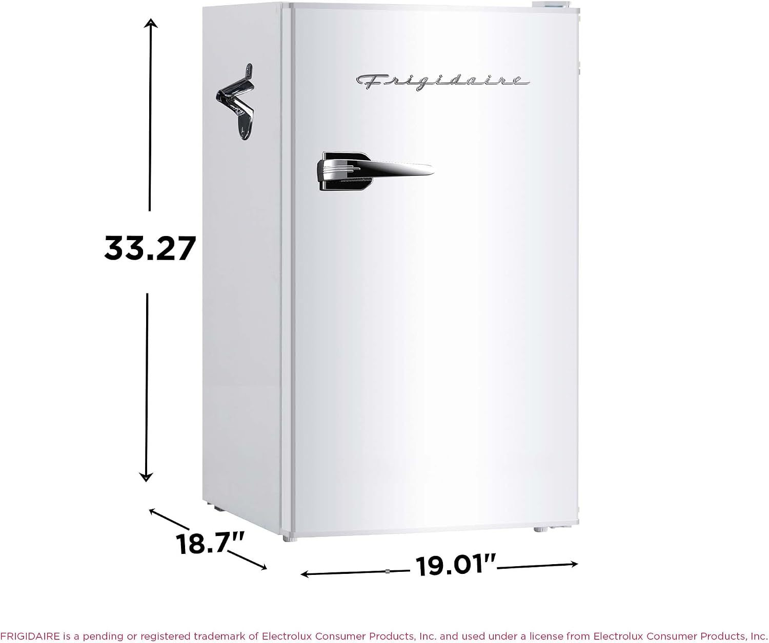 ❄️ Refrigerador compacto retro Frigidaire con enfriador, refrigerador de mostrador de 3.2 pies cúbicos con abridor de botellas incorporado, ideal para oficina, dormitorio, residencia estudiantil o cabaña
