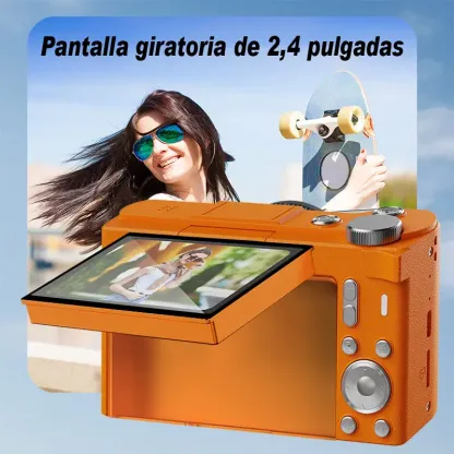 Cámara digital 4K: una cámara plegable y portátil con una estética Y2K. Ideal para vlogging, viene equipada con una tarjeta SD de 32 GB, correa de muñeca, función de selfie, estabilización de imagen y zoom digital de 16x. Un regalo ideal para niñas, niños