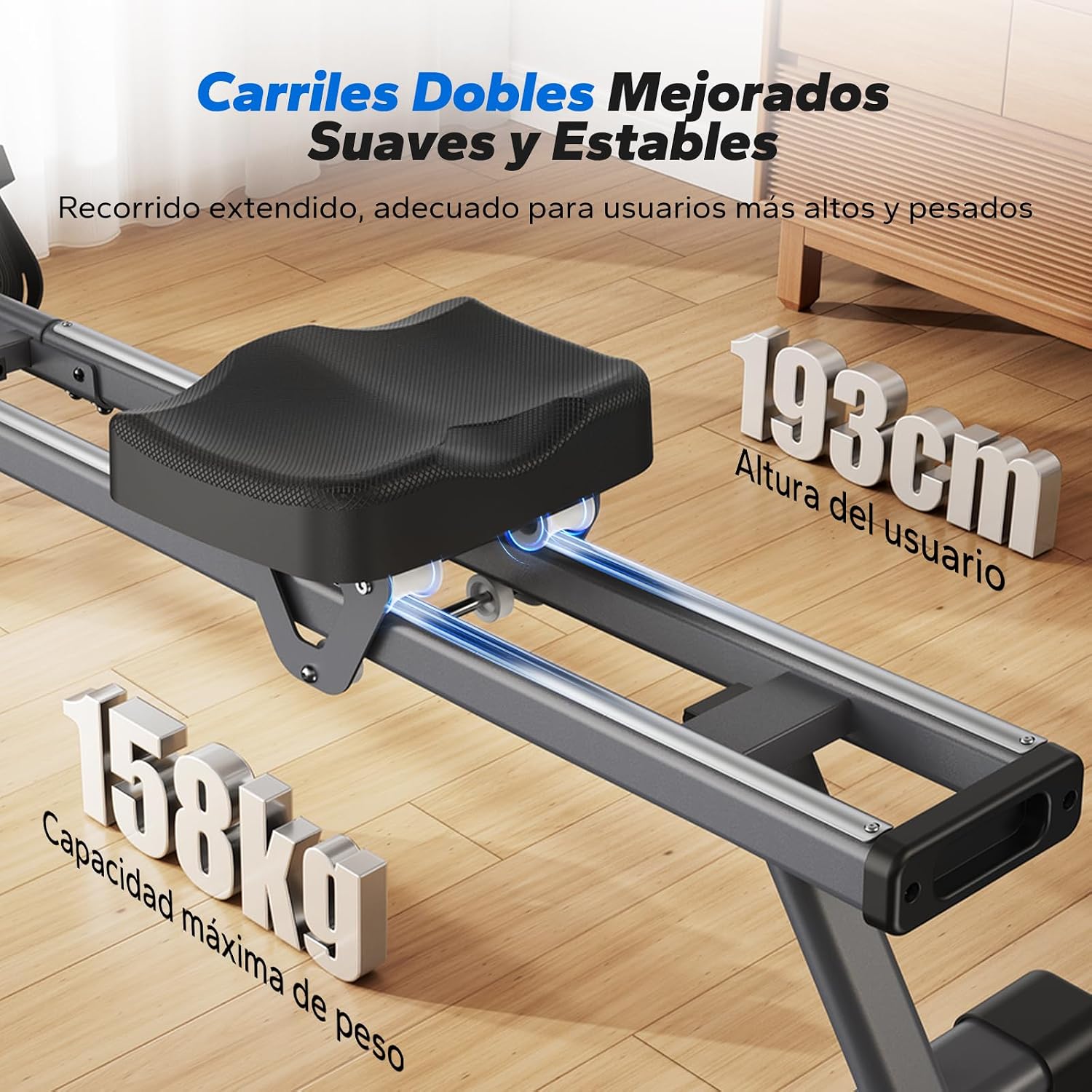 🏋️ MERACH Máquina de Remo, Remadora con Resistencia Magnética, App Propia, Equipo de Ejercicio para Entrenamiento de Cuerpo Completo en Casa
