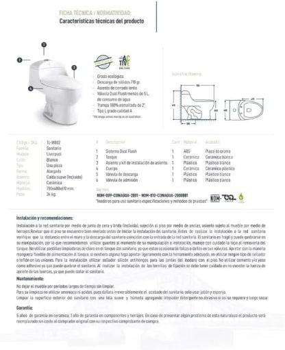 Decobath - WC/Inodoro de Cerámica, Una Pieza, Doble Descarga, Asiento Cierre Suave, Color Blanco
