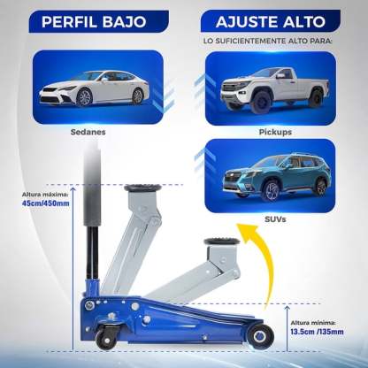 Gato Hidráulico de Patín Hantec 3 Toneladas Automotriz